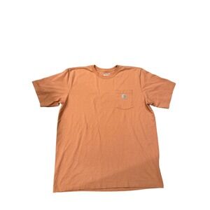 Carhartt Mens 2XL Tall Relaxed Fit Pocket T-Shirt Orange Graphic
